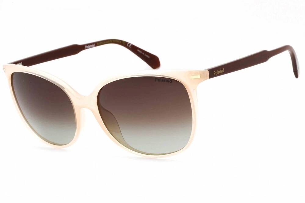 NEW POLAROID women's 4125/g/s 0vk6 squared sunglasses in white/brown